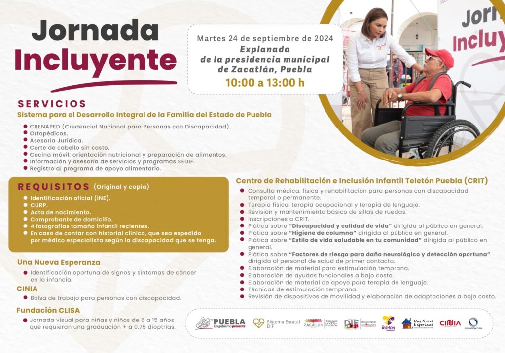 Jornada Incluyente llega a Zacatlan el próximo 24 de septiembre