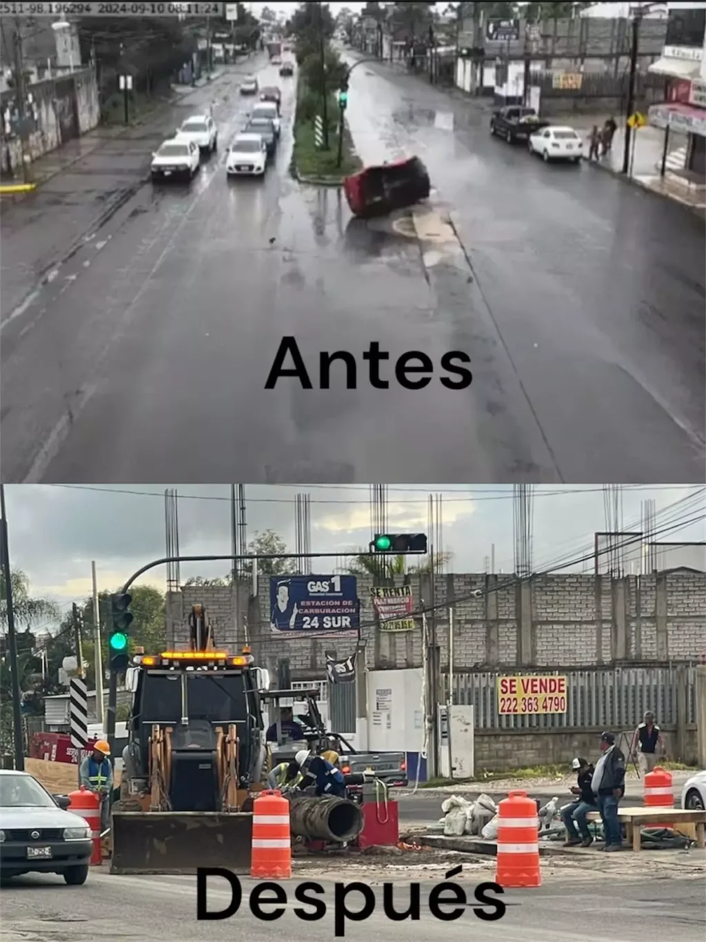 Volcó vehículo por obras inconclusas frente a Lomas del Valle