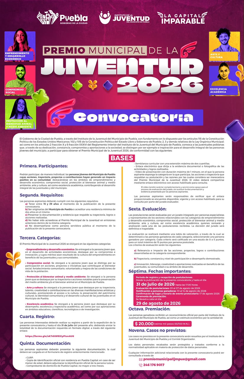 Gobierno de Pepe Chedraui lanza la convocatoria del Premio Municipal de la Juventud 2026